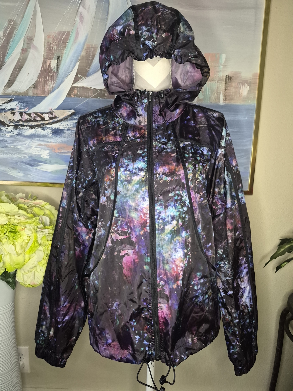 Fila Women's Windbreaker Black Multicolored Zip Jacket